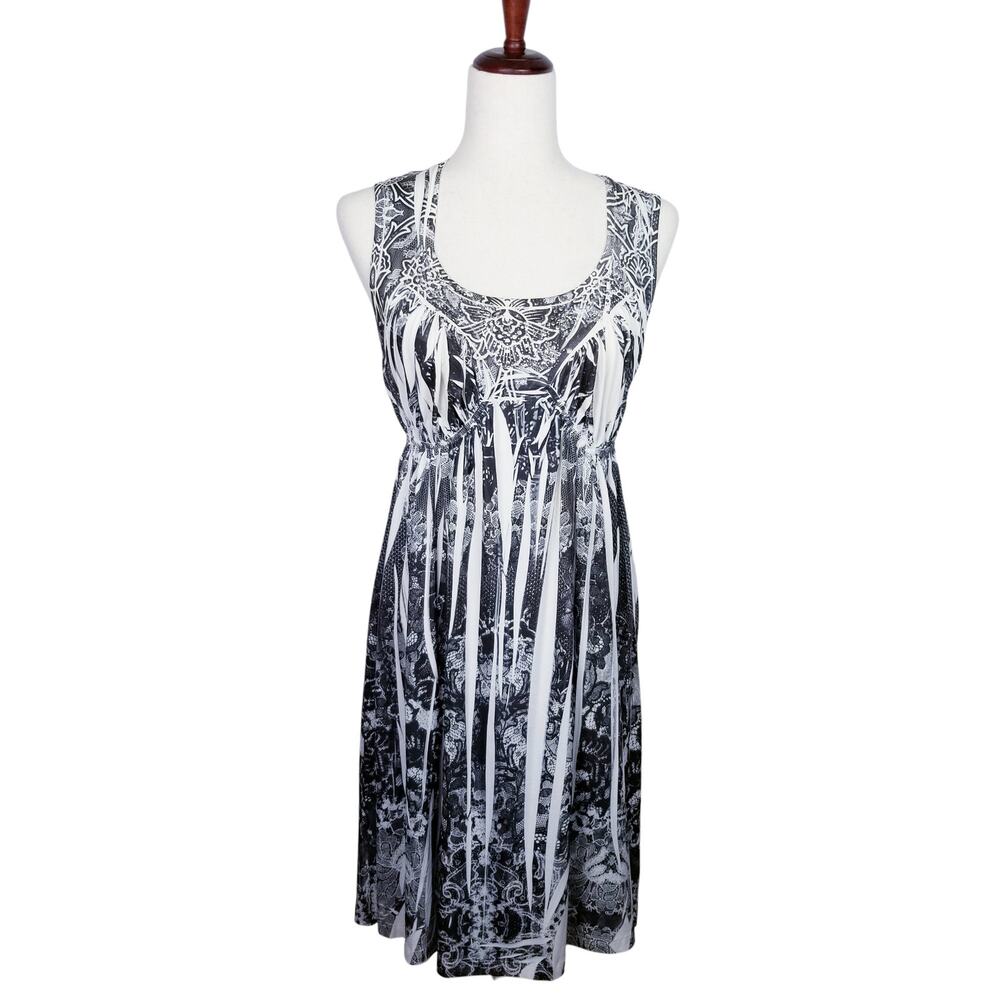 ONE WORLD Live And Let Live Scoop Neck Sleeveless One Eyed Lace Knit Dress - L